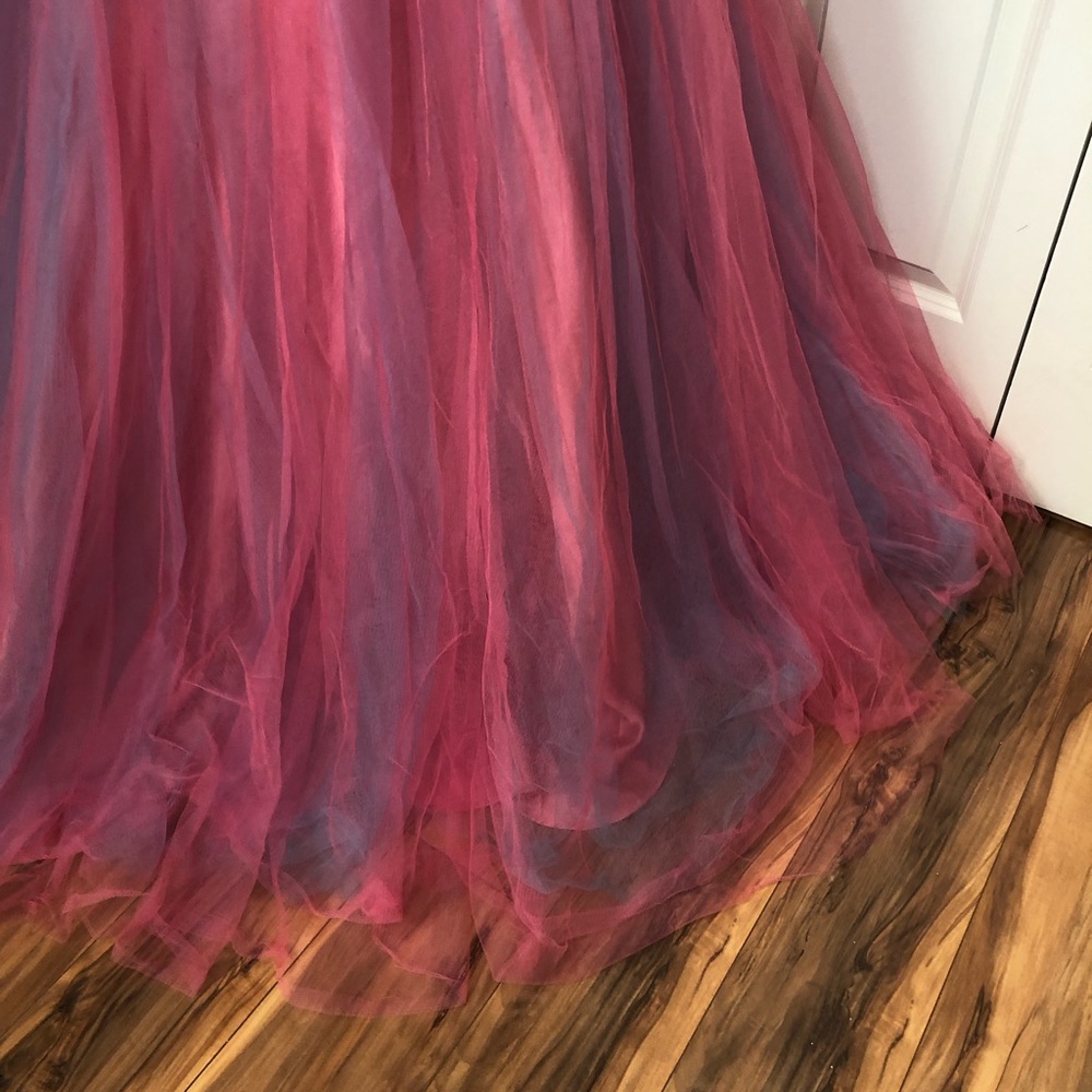 NEW FAVIANA SZ 14 BEADED SATIN TULLE HALTER BALL GOWN - Picture 10 of 13